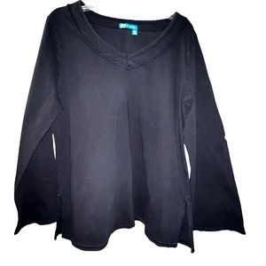 Fresh Produce Black V Neck shirt Sz M/L Made In USA!